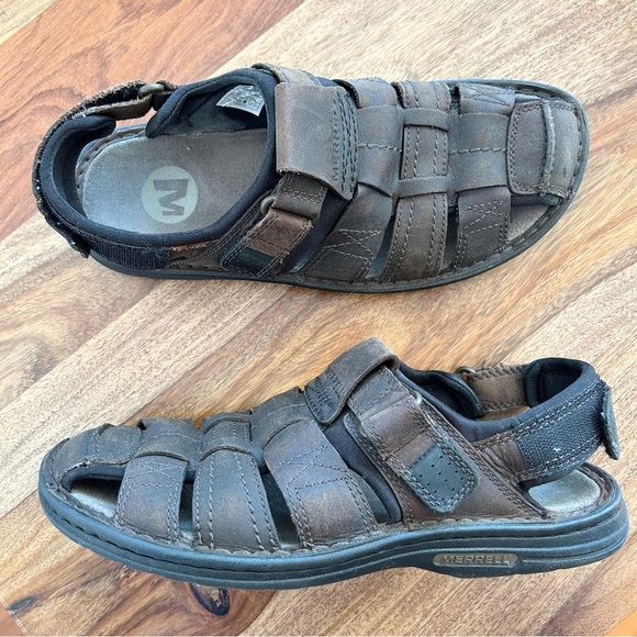 Merrell men’s leather sandals World Midway Bracken - Picture 1 of 10